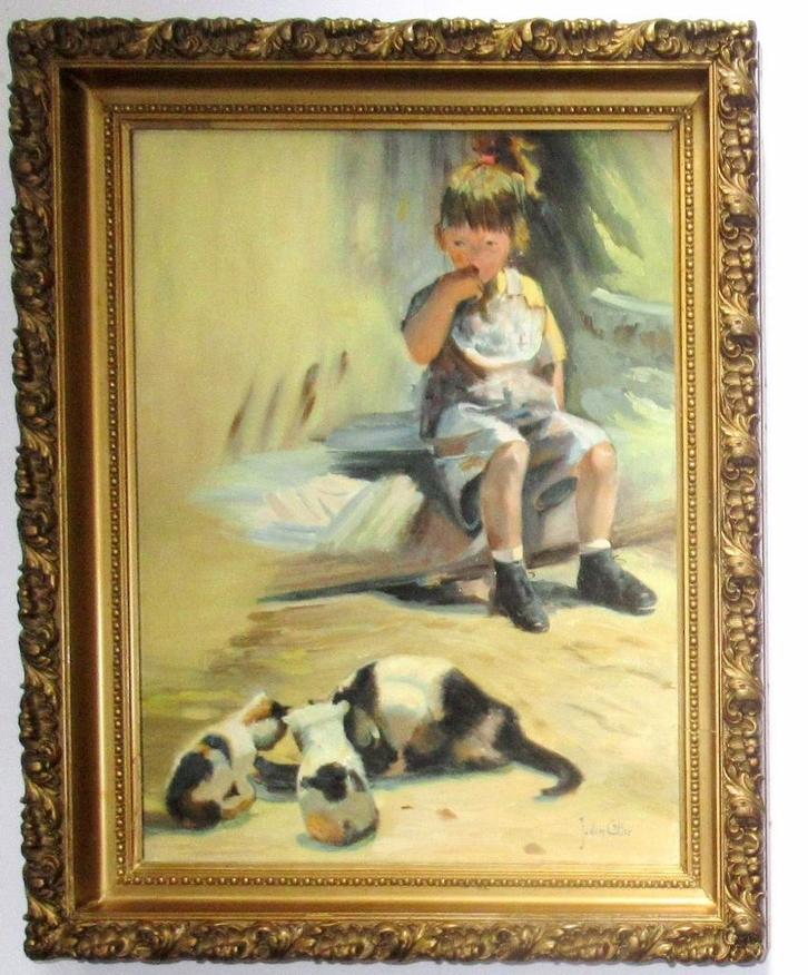 J. Den Otter Olieverf schilderij op linnen, gesigneerd., Antiek en Kunst, Kunst | Schilderijen | Klassiek, Ophalen of Verzenden