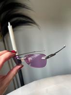 Vintage Oakley Why3 Zonnebril Paars/Zilver, Gebruikt, Zonnebril, Paars, Ophalen of Verzenden