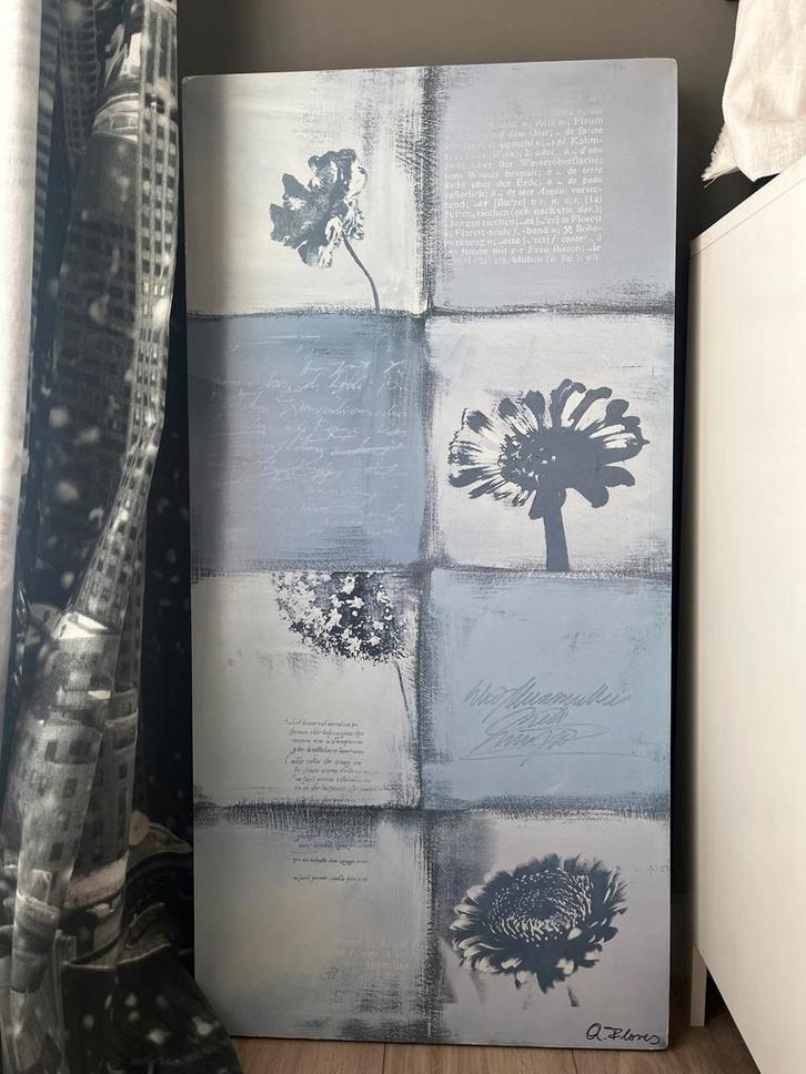 Abstract Bloem Schilderij 50 cm x 100 cm, Antiek en Kunst, Kunst | Schilderijen | Klassiek, Ophalen of Verzenden