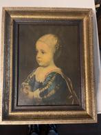 Vintage portret van kind in lijst, Antiek en Kunst, Kunst | Schilderijen | Klassiek, Ophalen