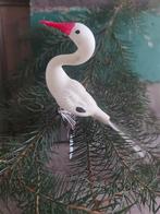 Oude kerstbal, ooievaar ,glas, op clip, Ophalen of Verzenden