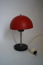 Vintage rood zwart metaal mushroom paddenstoel tafellamp, Gebruikt, Ophalen of Verzenden, Vintage space age, Overige materialen