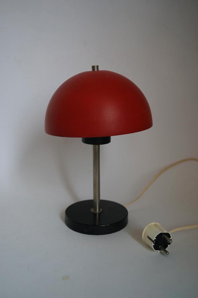 Vintage rood zwart metaal mushroom paddenstoel tafellamp, Huis en Inrichting, Lampen | Tafellampen, Gebruikt, Minder dan 50 cm