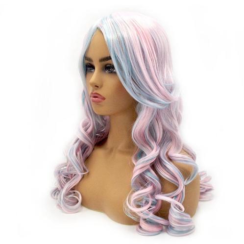 Lolita pruik pastel ijsroze ijsblauw lang haar met krullen, Sieraden, Tassen en Uiterlijk, Uiterlijk | Haarverzorging, Nieuw, Pruik of Haarverlenging