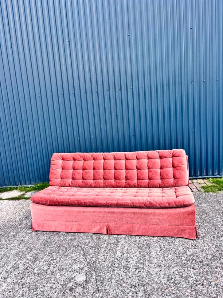 Vintage bank roze, Huis en Inrichting, Banken | Bankstellen, Gebruikt, Minder dan 150 cm, Ophalen