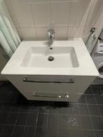 Wasmeubel wit met 2 lades en chroom kraan, Huis en Inrichting, Badkamer | Badkamermeubels, Gebruikt, Minder dan 100 cm, Wasbak of Wastafel