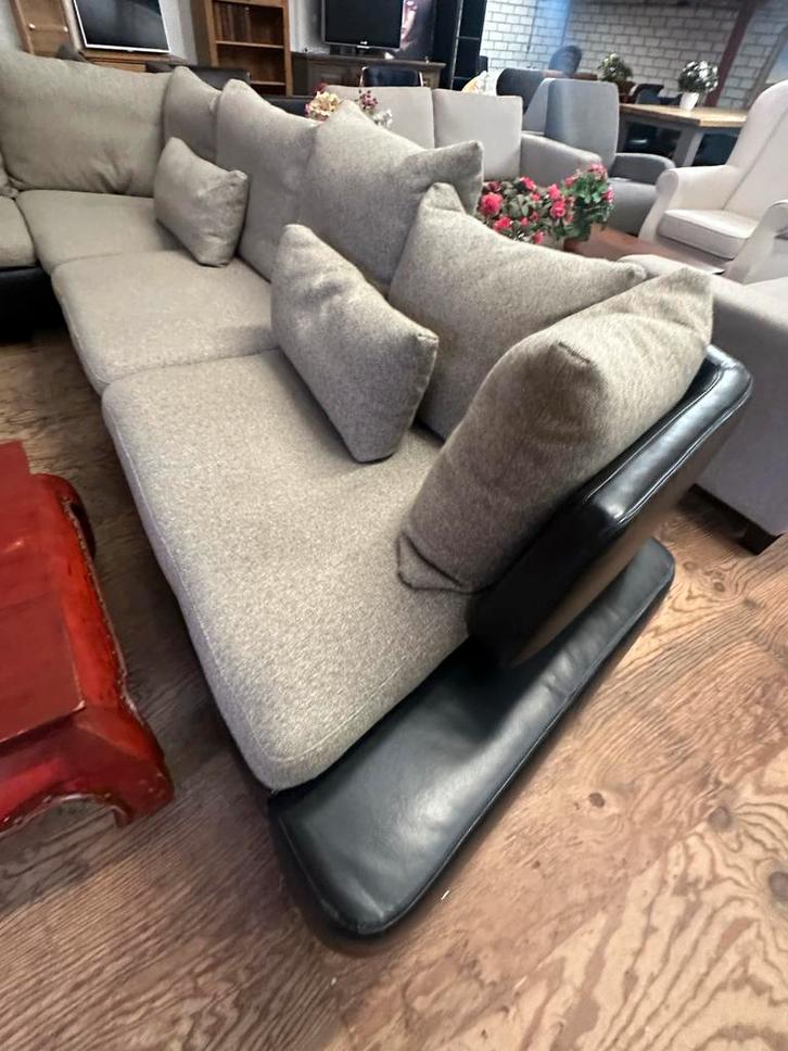 Natuzzi Hoekbank - Leder & Stof - Zeer Goede Staat!, Huis en Inrichting, Banken | Bankstellen, Zo goed als nieuw, Hoekbank, Vierpersoons of meer