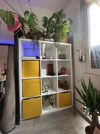 Kallax kast incl. gele opbergmanden, Ophalen, Wit, 50 tot 100 cm, Zo goed als nieuw