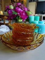 Art Deco Compote- Of Dessert Set- persglas- amber, Ophalen of Verzenden