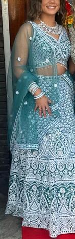 Zeeblauwe Lehenga met Sieraden - Maat 34/36, Ophalen of Verzenden, Nieuw, Maat 36 (S), Kleding