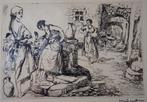 gravure, Italiaanse vrouwen voor watrput/ Hubertus. lijst, Antiek en Kunst, Ophalen of Verzenden