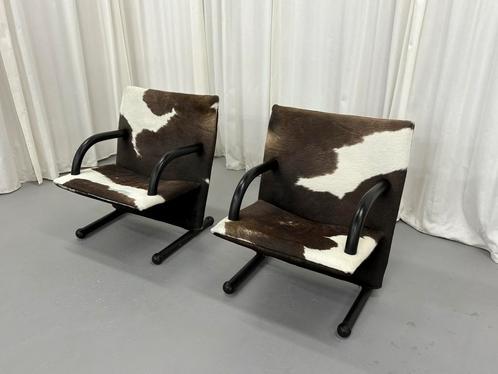 Arflex T-line lounge chairs, Huis en Inrichting, Fauteuils, Gebruikt, Leer, 75 tot 100 cm, Ophalen