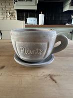 Plant pot in de vorm van een thee kop, 21cm b x 16cm d, Tuin en Terras, Bloempotten, Steen, Rond, Binnen, Ophalen of Verzenden