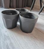 Elho bloempot kunstof grijs 3 stuks 10 cm hoog, Kunststof, Rond, Ophalen of Verzenden, Zo goed als nieuw