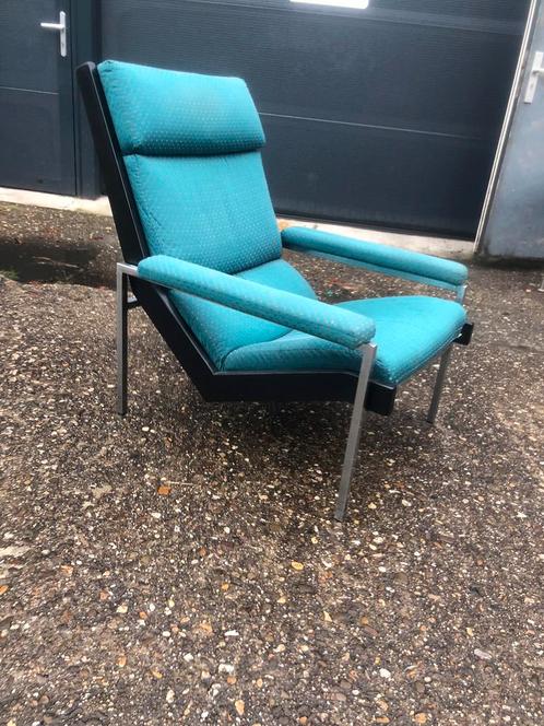 Fauteuil Bob Parry vintage retro Lotus design jaren 70 €345, Huis en Inrichting, Fauteuils, Gebruikt, Hout, Metaal, Stof, 50 tot 75 cm