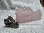 Rozenkwarts en pyriet draken schedels, Verzamelen, Mineralen en Fossielen, Ophalen of Verzenden