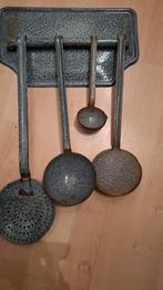 Grijsgewolkt lepelrek schuimspaan soeplepel sauslepel juslep, Antiek en Kunst, Ophalen of Verzenden