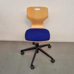 Set 13 stuks Ahrend houten werkstoelen  met blauwe zitting, Blauw, Gebruikt, Bureaustoel, Ophalen