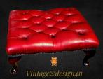 Chesterfield🇬🇧queen anne  in oxblood rood rundleer, hocker, Ophalen, Queen anne ,klassiek,retro, Gebruikt, Hout