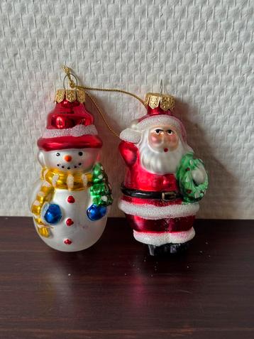 Vintage Riviera Maison Kerstballen, Glas, Kerstman Sneeuwpop beschikbaar voor biedingen