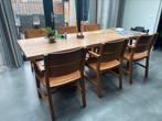 6 teak houten eetkamerstoelen, Vijf, Zes of meer stoelen, Gebruikt, Bruin, Ophalen