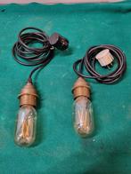 Hanglampen industrieel vintage met draad en stekker, Huis en Inrichting, Lampen | Hanglampen, Ophalen of Verzenden, 'T Olde Gre-j