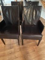 4x bruine lederen stoelen, Huis en Inrichting, Stoelen, Ophalen, Zo goed als nieuw, Bruin