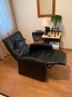 Relaxstoel zwart leer, Huis en Inrichting, Ophalen, Gebruikt, Minder dan 75 cm, Leer
