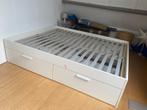 Bed ombouw Brimnes-IKEA met 4 lades (2 x 1.60m), Ophalen, Gebruikt, Wit, Tweepersoons