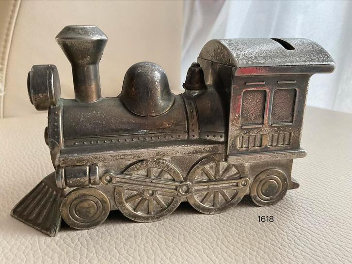 Vintage Trein Spaarpot Metaal, Huis en Inrichting, Woonaccessoires | Kisten, Gebruikt, Minder dan 50 cm, Metaal, Ophalen of Verzenden