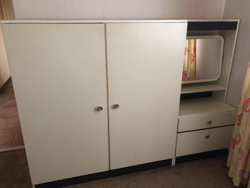 Kast met kaptafel retro vintage jaren 60 / 70 wit spiegel, Huis en Inrichting, Kasten | Kledingkasten, Gebruikt, 100 tot 150 cm