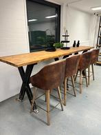 Super gave BARTAFEL met 4 hoge KUIPSTOELEN 300x70cm, Ophalen, Zo goed als nieuw