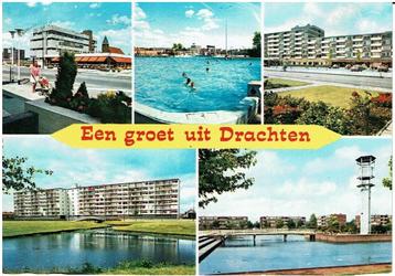 Ansichtkaart Drachten, gebouwen, vijvers beschikbaar voor biedingen