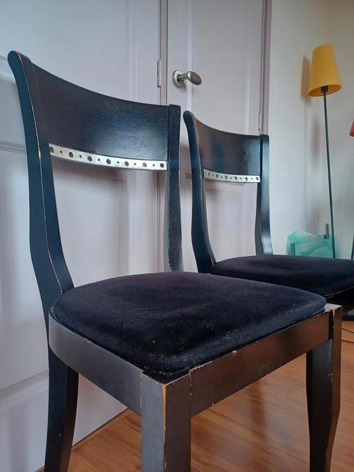 4 leuke zwarte eetkamerstoelen, Huis en Inrichting, Stoelen, Gebruikt, Zwart, Ophalen