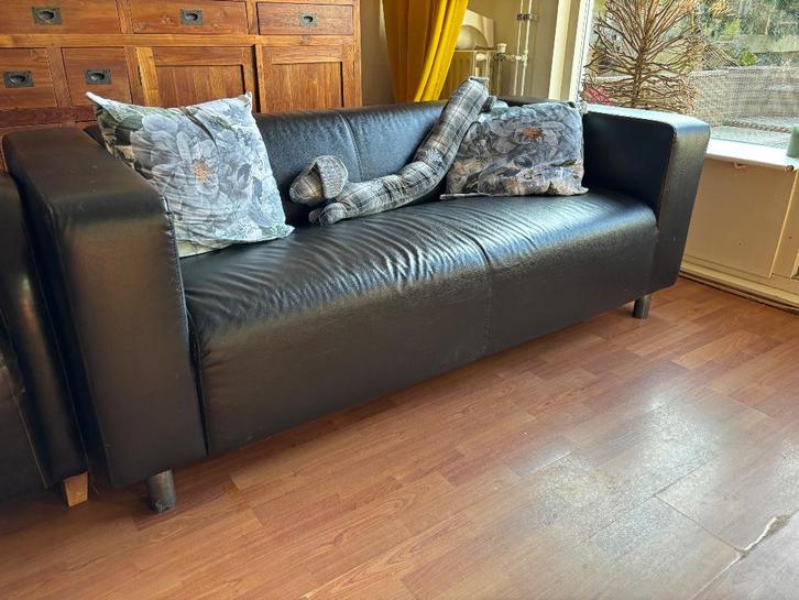 Ikea Klippan kunstleren bank, Huis en Inrichting, Banken | Bankstellen, Gebruikt, Rechte bank, Tweepersoons, 150 tot 200 cm, 75 tot 100 cm