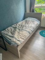 1 persoons bed tempo grijs eiken kleur, Huis en Inrichting, Ophalen, 90 cm, Eenpersoons, Zo goed als nieuw