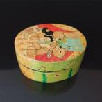 Vintage ovale Chinese houtgeschilderde doosje, Antiek en Kunst, Curiosa en Brocante, Ophalen of Verzenden