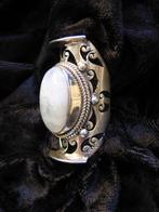 Prachtige Lange Handgemaakte Zilveren Ring met Maansteen, Sieraden, Tassen en Uiterlijk, Antieke sieraden, Verzenden, Zilver, Ring