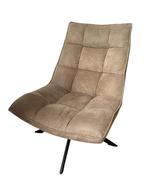 Olijfgroene fauteuil met zwarte poten woood, Huis en Inrichting, Fauteuils, Ophalen, 75 tot 100 cm, Zo goed als nieuw, Stof