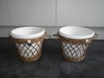 2x Riviera Maison Rattan Groot Bloempot Collector Item 30x29, Rond, Zo goed als nieuw, Aardewerk, Tuin