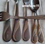 Amefa Stainless relief handvatten gouden versieringen, Ophalen of Verzenden, Gebruikt, Rvs of Chroom