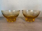 2 goud amber artdeco schaaltjes tapas persglas bloemvorm, Ophalen of Verzenden