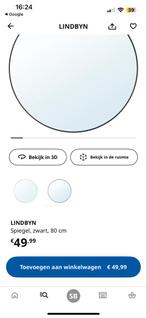 LINDBYN Spiegel, zwart, 80 cm, Huis en Inrichting, Woonaccessoires | Spiegels, Rond, Nieuw, Ophalen of Verzenden, 75 tot 100 cm
