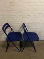 2 Blauwe IKEA Klapstoelen, Huis en Inrichting, Stoelen, Ophalen, Gebruikt, Twee, Blauw