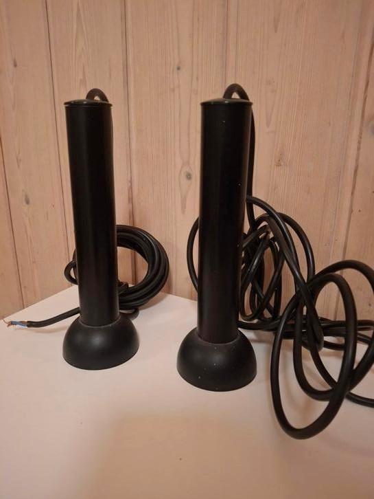 Set van 2 zwarte Abo Randers hanglampjes. Denemarken., Huis en Inrichting, Lampen | Hanglampen, Zo goed als nieuw, Minder dan 50 cm