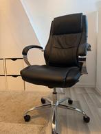 Zwarte leren bureaustoel – Staples – goede staat, Ophalen, Gebruikt, Zwart, Bureaustoel