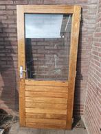 Hardhouten achterdeur met dubbelglas (drie scharnieren), Doe-het-zelf en Verbouw, Deuren en Horren, 80 tot 100 cm, Ophalen of Verzenden