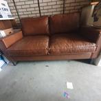 Cognac bruine nep leren bank, Ophalen, Overige materialen, 150 tot 200 cm, Tweepersoons