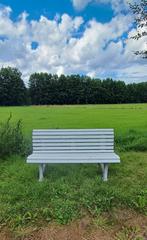Vintage kunststof latten tuinbank 150 cm lang, Ophalen, Zo goed als nieuw, Kunststof