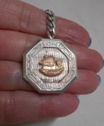 Zilveren sleutelhanger met 18 kt goud nr.1055, Verzenden, Zilver, Overige typen